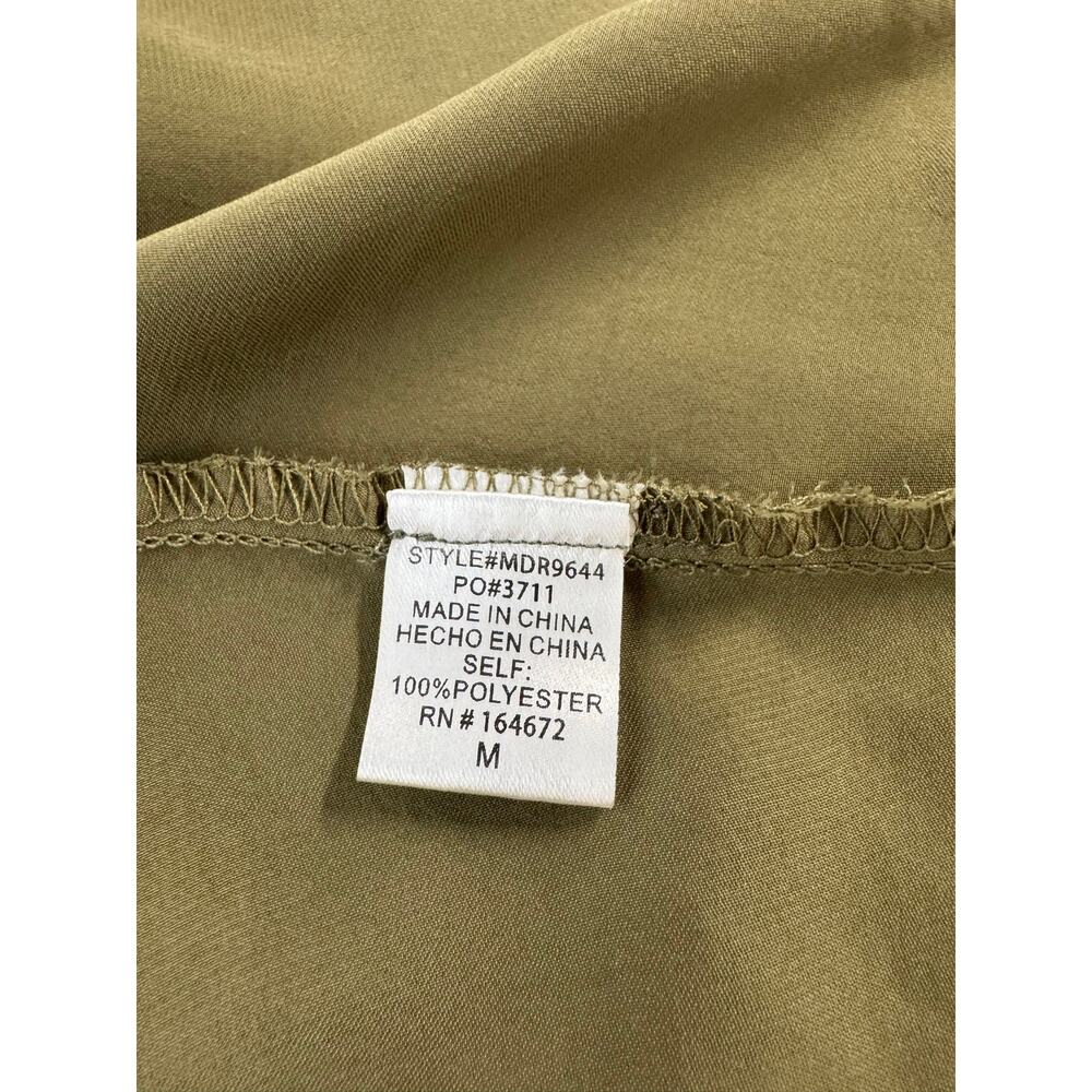 &merci Satin Cowl Neck Slip Midi Dress Size M in Olive Green NWOT - Picture 8 of 8